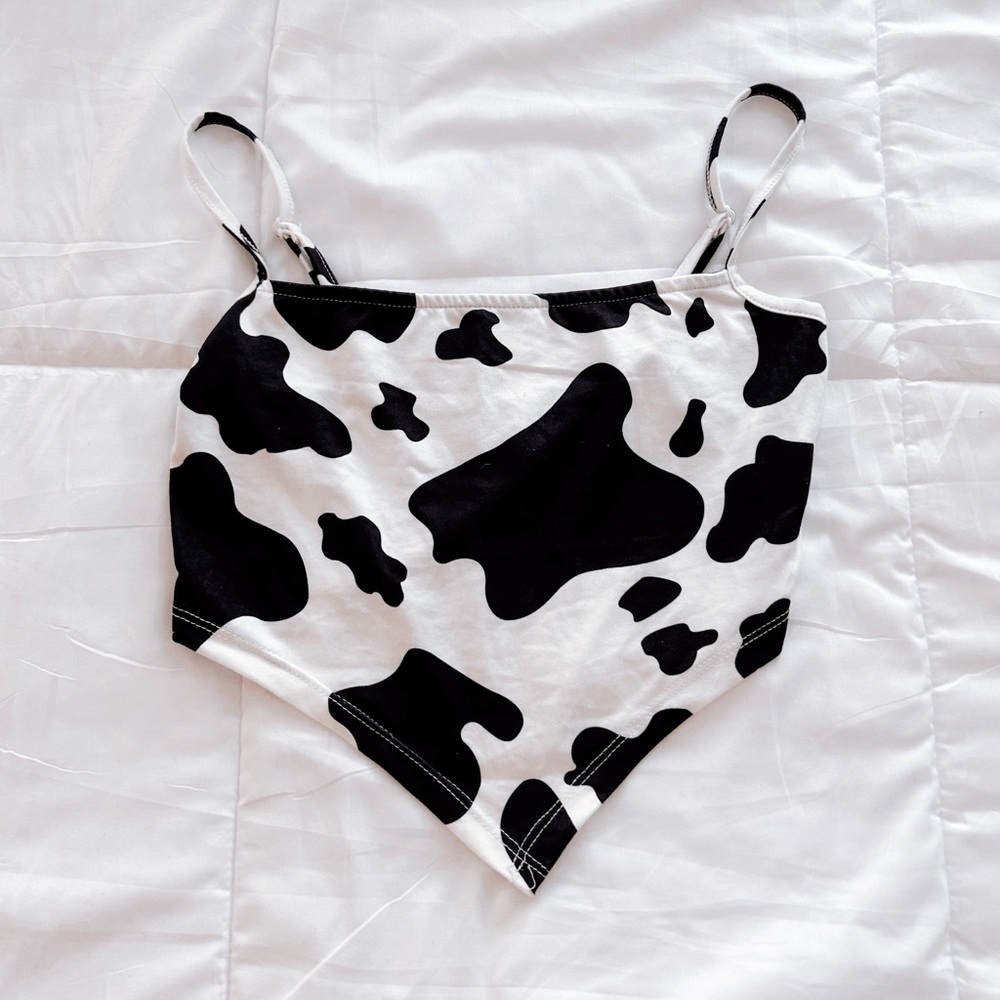shein cow print crop top